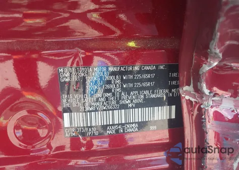 2025 Toyota Rav4 Hybrid Xle from USA, damaged, VIN 2T3RWRFV7SW266322